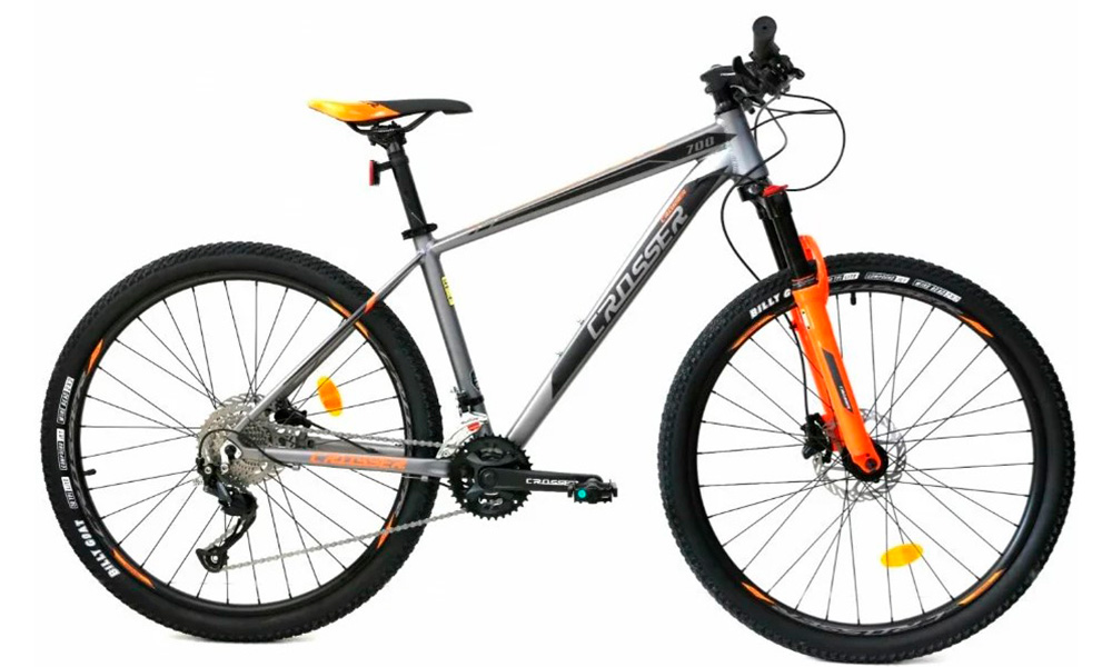 Фотографія Велосипед Crosser First MT-042 27,5" 2021, розмір М, Сіро-жовтогарячий